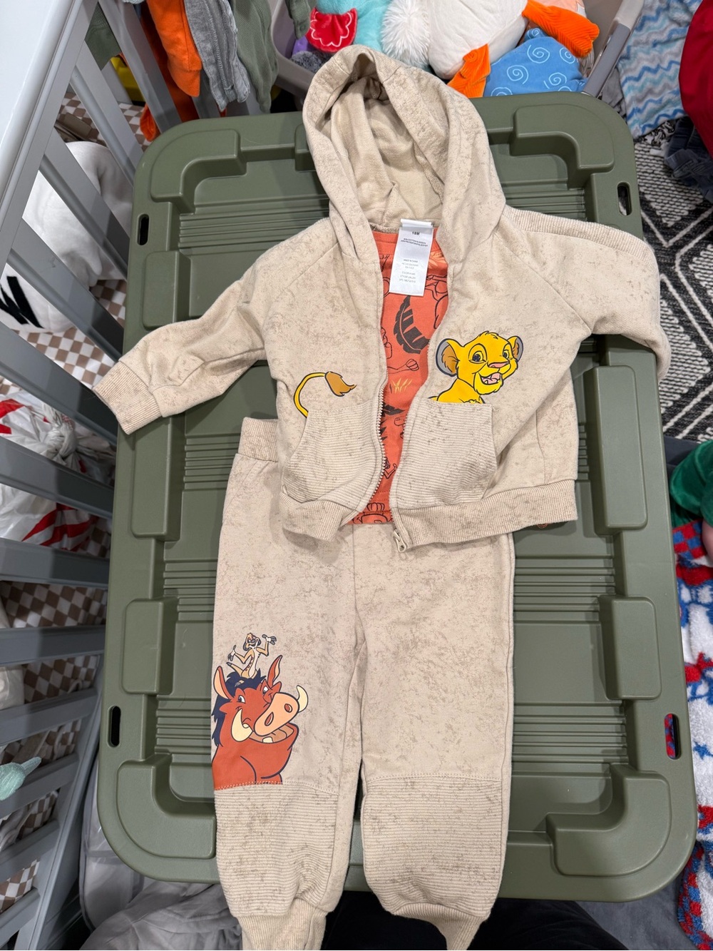 Kids' Beige Lion King Hoodie & Jogger Set - Simba & Pumbaa